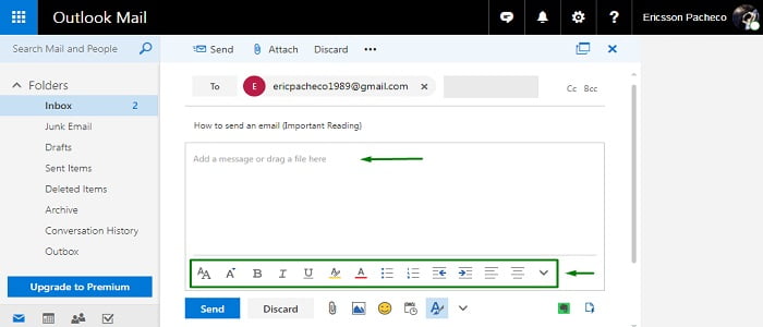 create outlook email