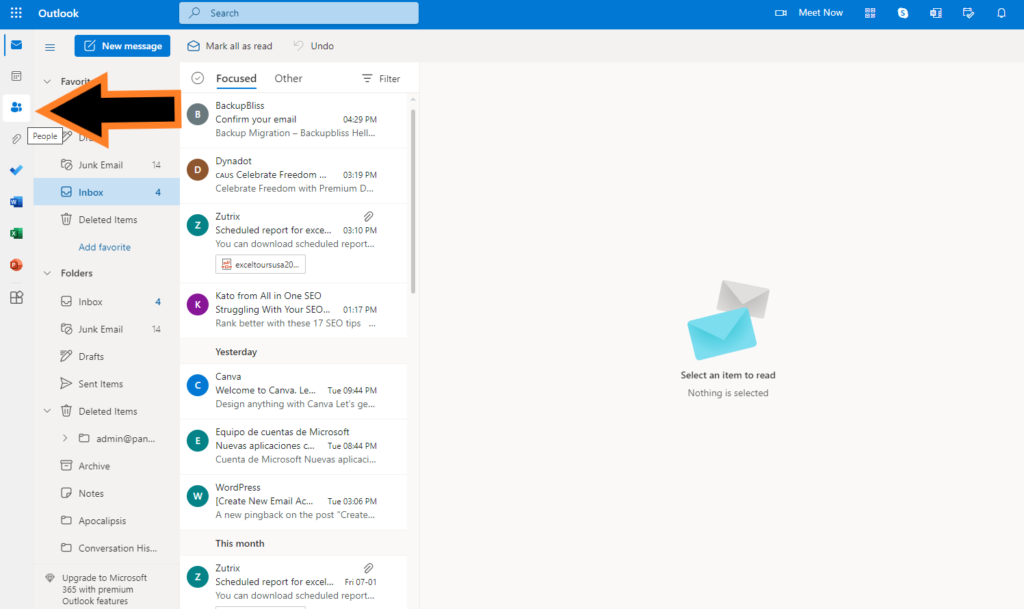 outlook mail contacts 